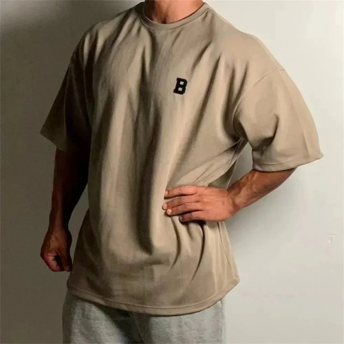 صورة تي شيرت رجالي كبير الحجم بنصف كم قصير ، قطن ، ملابس الشارع غير رسمية ، تيشيرتات علوية ، صلب ، صيف ، جديد