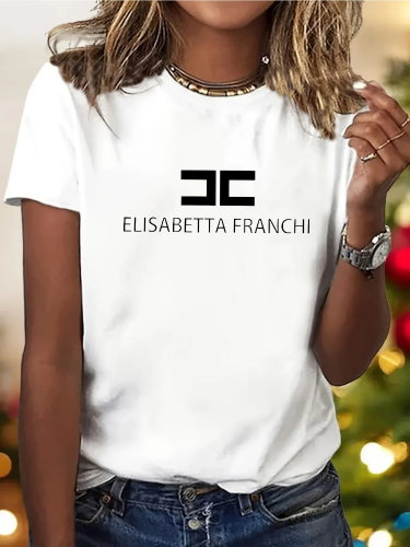 صورة إليزابيتا فرانشي تي شيرت نسائي مطبوع عليه حروف تي شيرت ماركة فاخرة تي شيرت بأكمام قصيرة Y2k ملابس نسائية ملابس خروج
