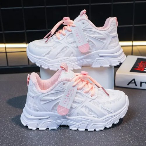 صورة جديد 2023 الربيع الصيف مريحة تنفس احذية الجري أحذية رياضية للأطفال طالب حذاء أبيض للأطفال حذاء كاجوال