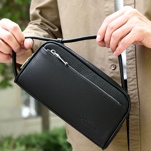 صورة حقيبة رجالية ذات علامة تجارية جديدة بسحاب مزدوج حقيبة كتف ذات سعة كبيرة وبسيطة حقيبة يد فاخرة حقيبة ساعي ضرورية للسفر SAC