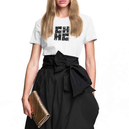 صورة CHCH الصيف المرأة تي شيرت عارضات الأساسية المألوف الصلبة سيدة قصيرة الأكمام فضفاضة الفاخرة العلامة التجارية بلايز قمصان بلايز